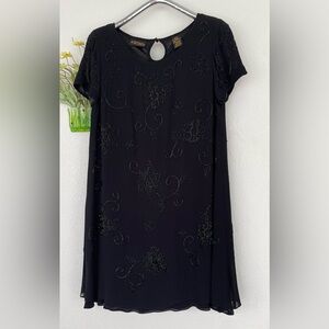 BEADED COCKTAIL DRESS BLACK - SIZE 10
